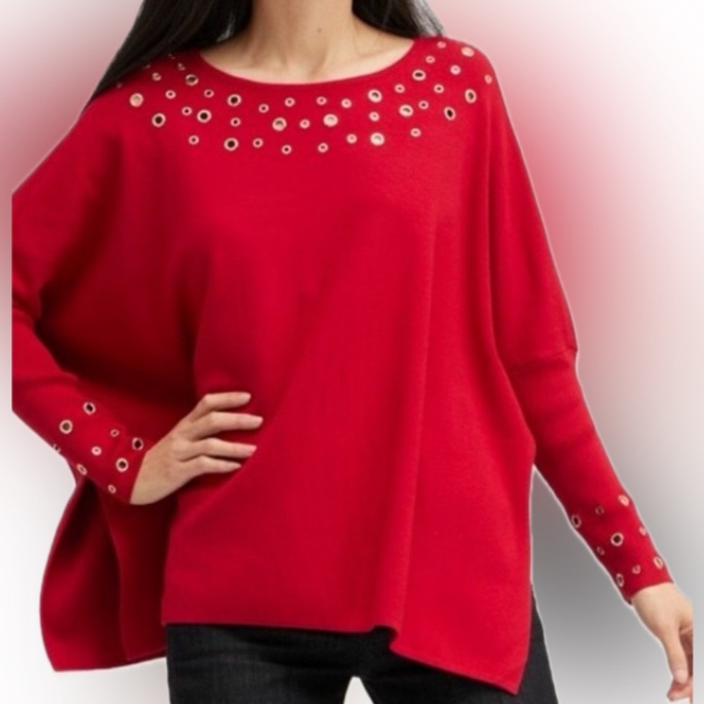 🎉Red Grommet-Detail Women's Top/poncho